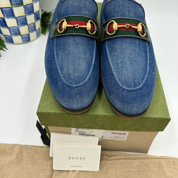 Men’s Gucci horse bit denim loafers size 10.5 fits 11.5 US made in Italy - Picture 3 of 10